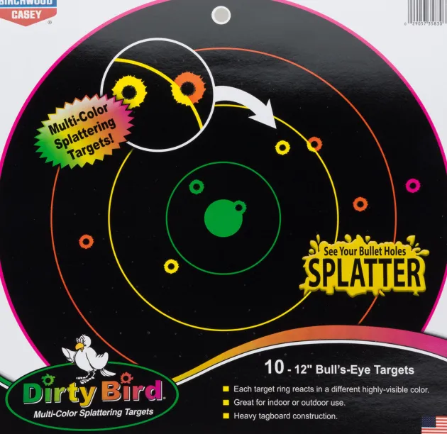 A52155 - Cible Dirty Birds multicolores - Birchwood Casey 10 cibles - 30 cm