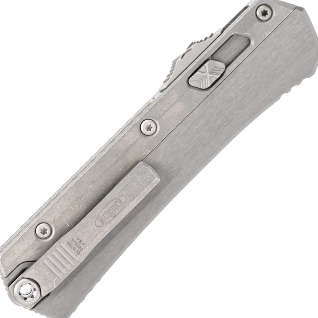 184-11APNC - Microtech Glykon Bayonet Top Serrated Natural Clear