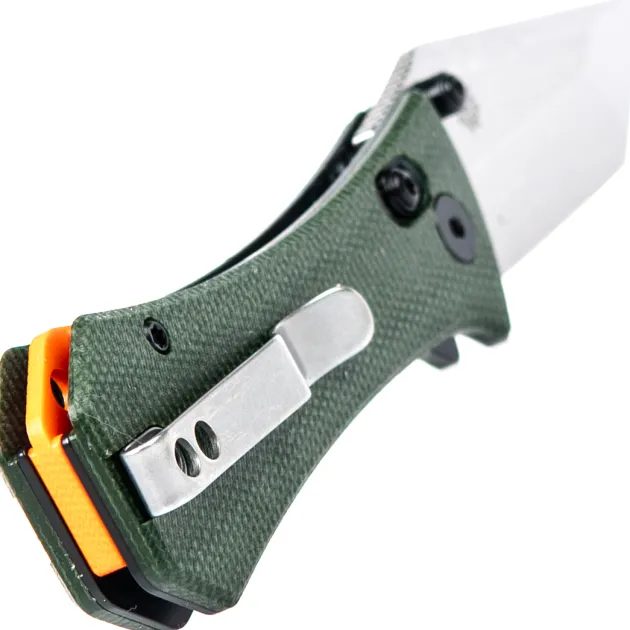 AUX005GRN - Auxiliary Manufacturing Coffin Tanto Crossbar Green Micarta