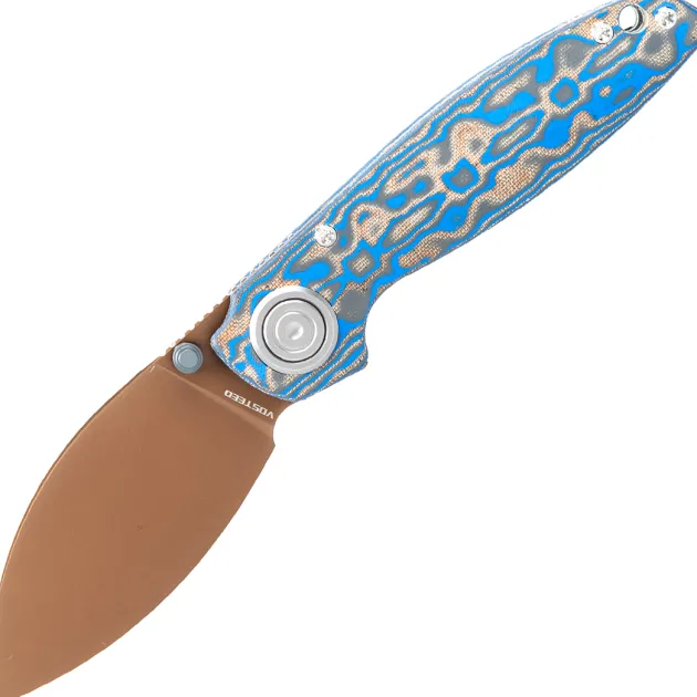 A2811 - Vosteed Shilin Cutter Vanchor Lock Blue ocean micarta Copper Dune Blade
