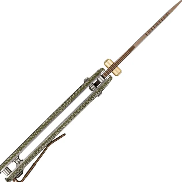 A4111 - Vosteed Vombat Crossbar Lock Green micarta Copper dune 14C28N