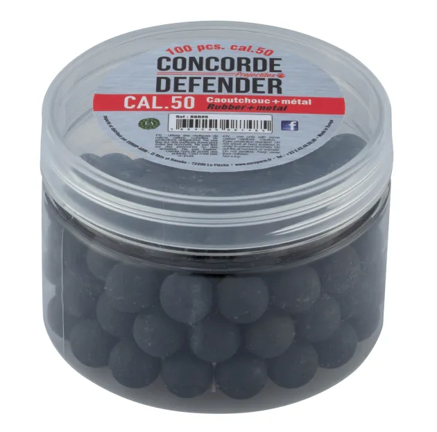 BBR89 - CONCORDE DEFENDER x100 Billes Cal.50 Caoutchouc & Métal