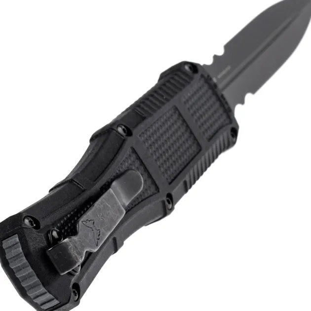 BE3370SGY - Benchmade Claymore Serrated OTF Black Grivory
