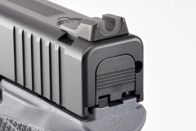 902BGB - SIGHT SET, GLOCK 42/43/43X/48, VICKERS ELITE, BLACK SERRATED REAR, GOLD BEAD FRONT