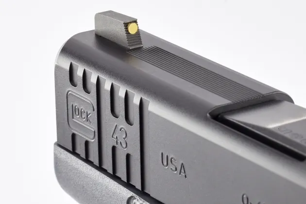 902BGB - SIGHT SET, GLOCK 42/43/43X/48, VICKERS ELITE, BLACK SERRATED REAR, GOLD BEAD FRONT