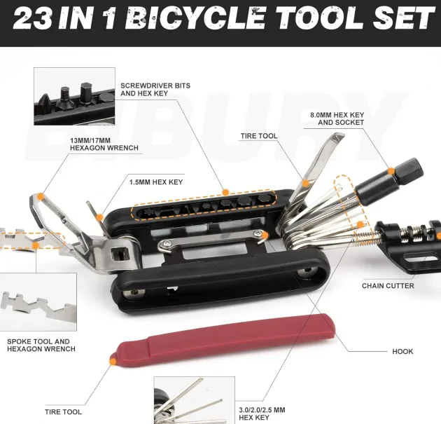 BIB23IN1BIKE - BIBURY 23 in 1 Bike Repair Tool, Bicycle Multitool Kit