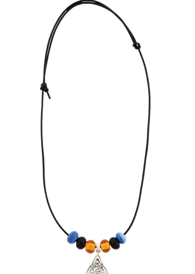 BM-JW-001 - LARP Collier de perles de verre avec pendentif Trinity