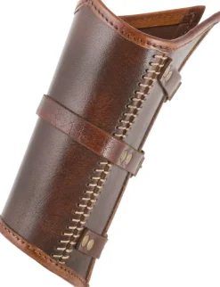 BM-LP-66 - LARP 1 Protège-bras en cuir "Arnulf" avec boucles, marron, 1 pièce