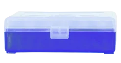 800430 - BOITE DE RANGEMENT BLEU COUVERCLE TRANSPARENT 100 MUNITIONS CAL 9MM