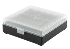 800452 - BOITE DE RANGEMENT NOIRE COUVERCLE TRANSPARENT 100 MUNITIONS CAL 22LR