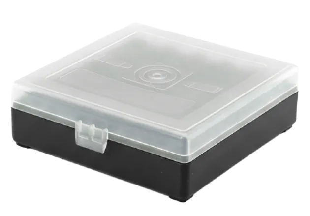 800452 - BOITE DE RANGEMENT NOIRE COUVERCLE TRANSPARENT 100 MUNITIONS CAL 22LR