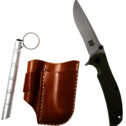 BRBK15 - Bison Ridge Built étui cuir EDC kit lampe Kubotan et couteau