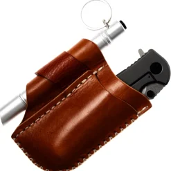BRBK15 - Bison Ridge Built étui cuir EDC kit lampe Kubotan et couteau