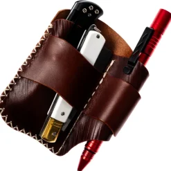 BRBK13 - Bison Ridge Built étui cuir EDC kit lampe et couteaux