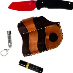 BRBK12 - Bison Ridge Built étui cuir EDC kit lampe et couteau