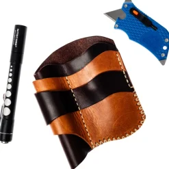 BRBK11 - Bison Ridge Built étui cuir EDC kit lampe et couteau