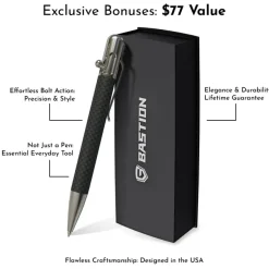 BSTN224 - BASTION Bolt Action Luxury Tactical Pen Fibre de Carbone et Inox