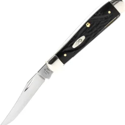 18237 - Case SS Jigged Rough Black Synthetic Mini Trapper