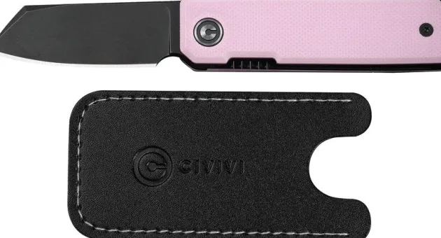 C25036-1 - Civivi Kukei Pink G10 Black Nitro-V design Tashi Bharucha
