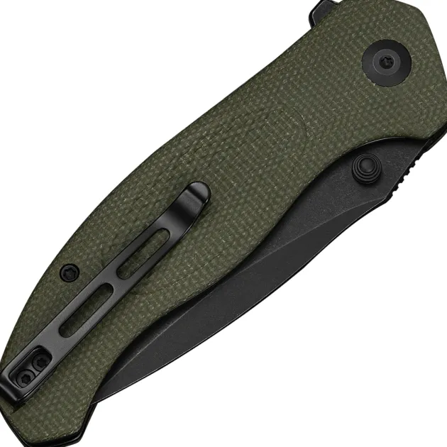 C25037-2 - Civivi Vyrent Black Olive canvas micarta black Stonewahed Nitro X-7