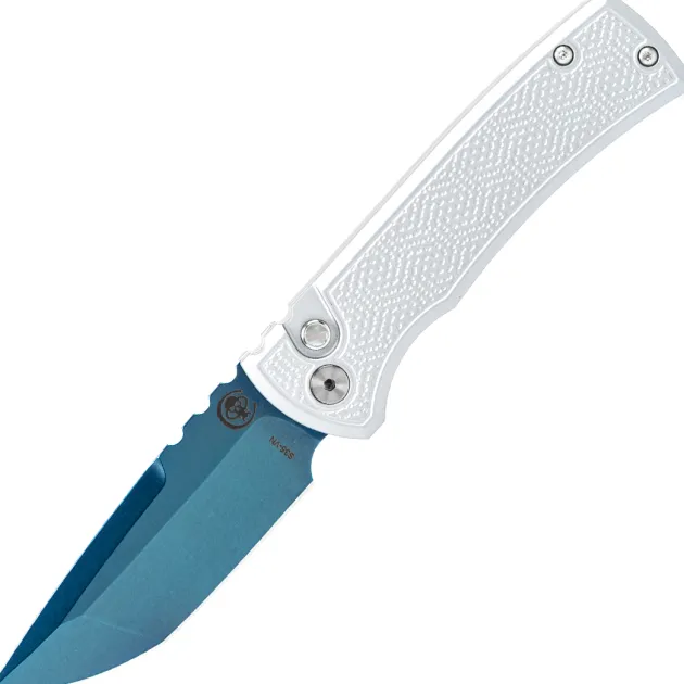 Chaves Knives Redencion Auto Grey “Spiral Stipple” Sapphire