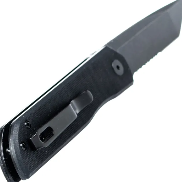 Cobratec Knives - Prowler Button Lock Tanto black/serration