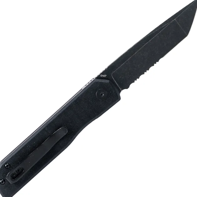 Cobratec Knives - Prowler Button Lock Tanto black/serration