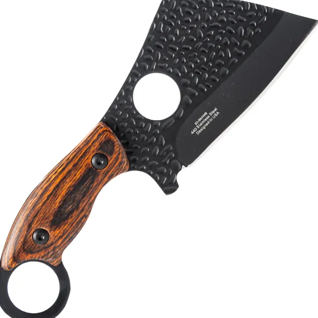 Couteau fixe mini cleaver ElitEdge lame noire manche bois