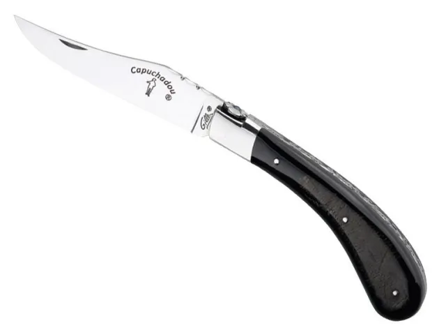 39712 COUTEAU GILLES LE CAPUCHADOU CORNE DE BUFFLE 12CM GUILLOCHE INOX