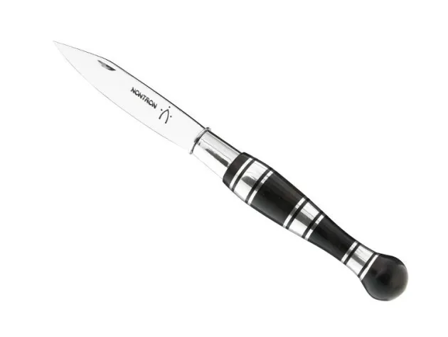 87405 - COUTEAU NONTRON 25 MANCHE BOULE 12CM EBENE/ ALUMINIUM