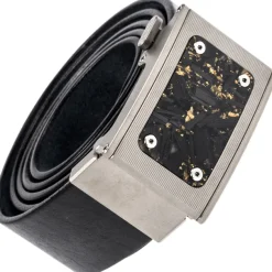 C03TICF - Ceinture Cuir avec boucle titane et insert carbone & Or