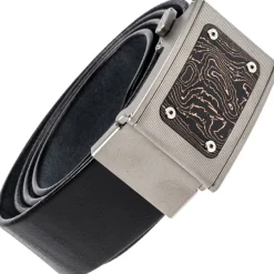 C02TICF - Ceinture Cuir avec boucle titane et insert carbone & Cuivre