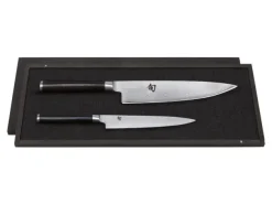 DMS.220 SET 2 COUTEAUX KAI SHUN DAMAS INOX EN COFFRET BOIS
