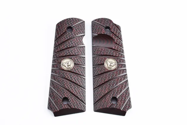 738-FS-BB-BC - Wilson combat Grips Full-Size, Black Cherry G10, Aggressive Starburst Pattern, Beveled Bottom