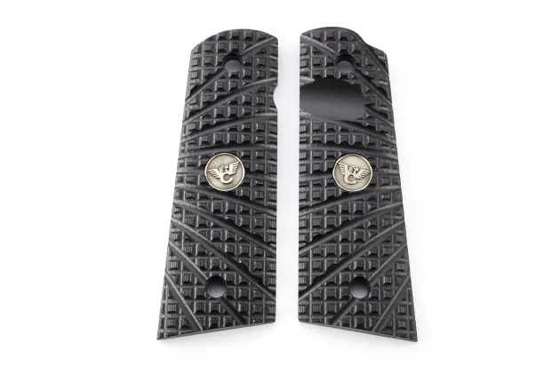 982-FS-FB-BLK - Wilson Combat Grips Full-Size, Black G10, TRAK Starburst Pattern, Flat Bottom