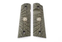 982-FS-FB-DO - Wilson Combat Grips Full-Size, Dirty Olive G10, TRAK Starburst Pattern, Flat Bottom