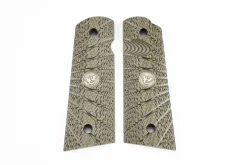 738-FS-FB-DO - Wilson Combat Grips Full-Size, Dirty Olive G10, Aggressive Starburst Pattern, Flat Bottom