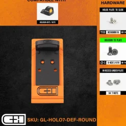 GL-DEF-ROUND - C&H Precision paltine V4 DEFENDER MIL/LEO Adapter Holosun 407C / 507C (Round Face) Fits GLOCK MOS