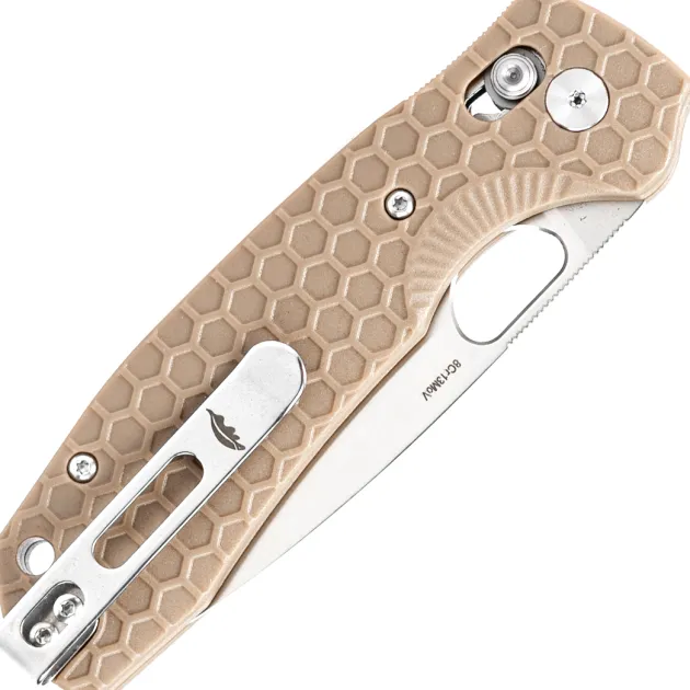 HB6002 - Honey Badger Cross-Bolt Large drop point Tan FRN