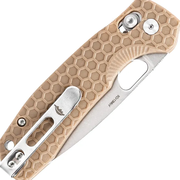 HB6012 - Honey Badger Cross-Bolt Small drop point Tan FRN