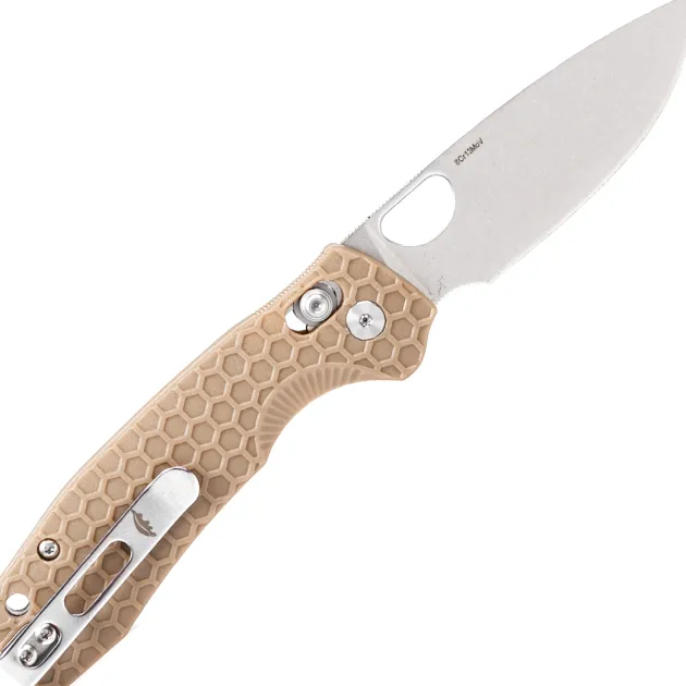 HB6012 - Honey Badger Cross-Bolt Small drop point Tan FRN