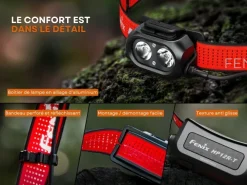 HP12R-TROUGE - FENIX HP12R-T Frontale USB-C 1300lm 18650 4000mAh CW + NW + Red Light ROUGE
