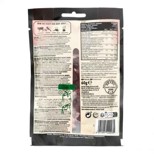 533-013 - JACK LINK'S Jerky Original 60g Boeuf Séché