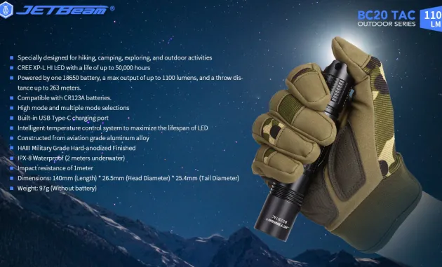 JETBC20TAC - JETBeam BC20 TAC Flashlight 18650
