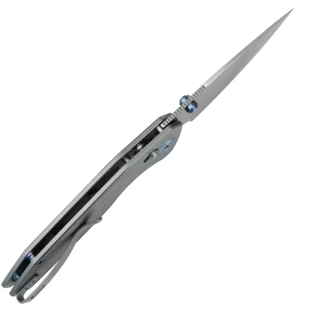KBKnives Aero Satin M390 Gray Titanium Diagonal Milling