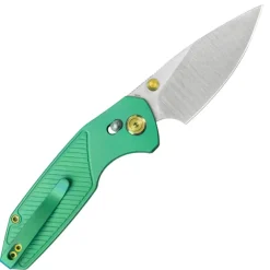 KBKnives Aero Satin M390 Green Titanium Diagonal Milling