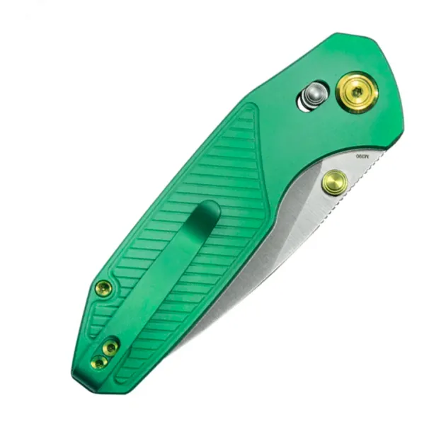 KBKnives Aero Satin M390 Green Titanium Diagonal Milling