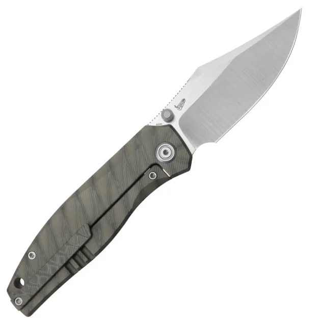 KB Knives Classico Framelock Flamed Titanium M390 Belt Satin