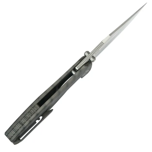 KB Knives Classico Framelock Flamed Titanium M390 Belt Satin