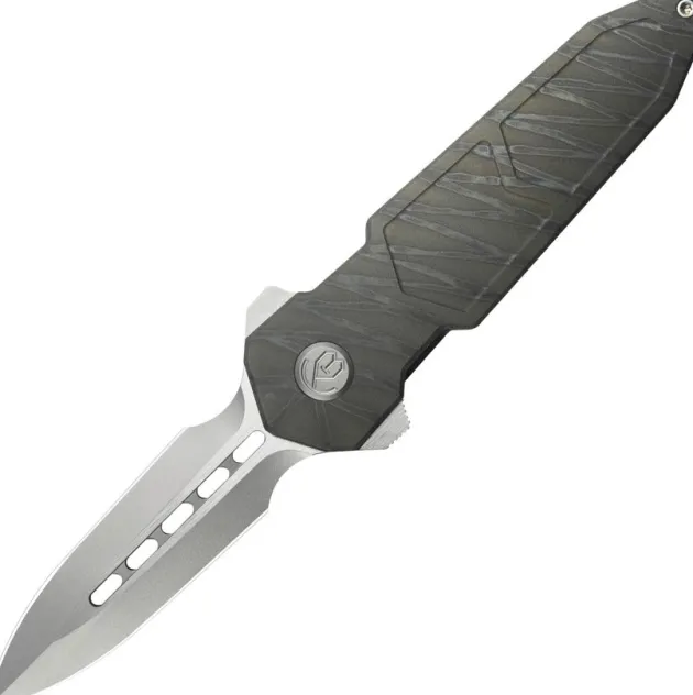 KBKnives Urban Dagger Double edge Satin & beadblast m390 Flame Ano Titanium
